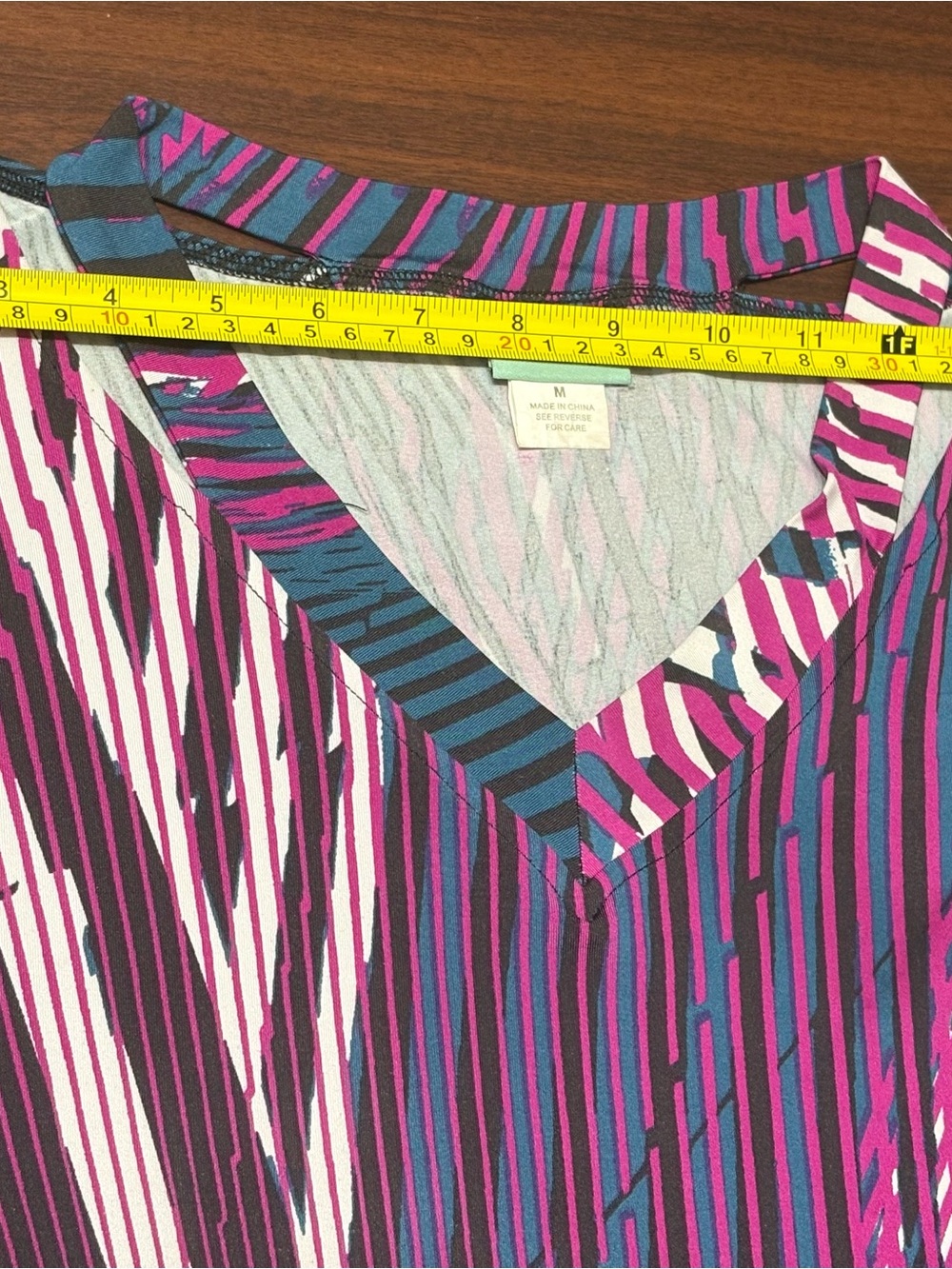 Dana-Montane V-Neck Long Sleeve Top in Teal and Purple Print - Picture 3 of 10
